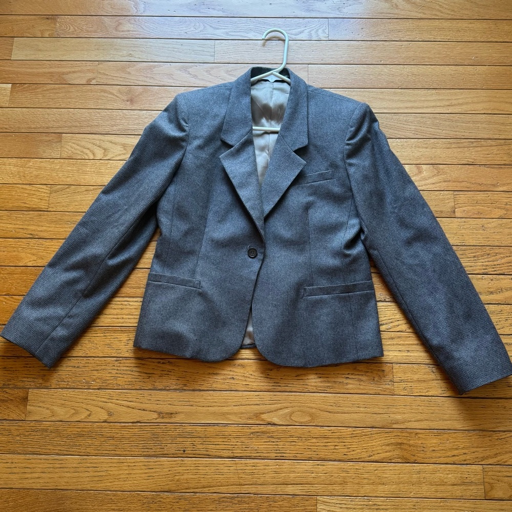 Bristol County Wool Blazer Size 6 Made in USA Classic Gray